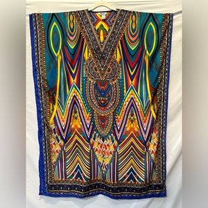 NWOT Beautiful Winlar Full-Length Tribal Print V-Neck Kaftan - OS